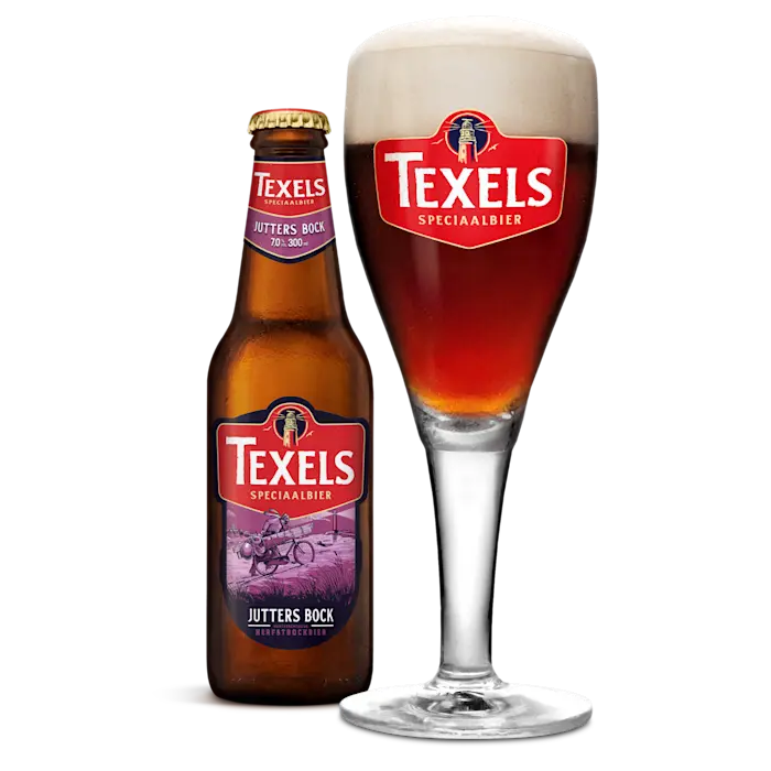 Fles en gevuld glas Texels Jutters Bock
